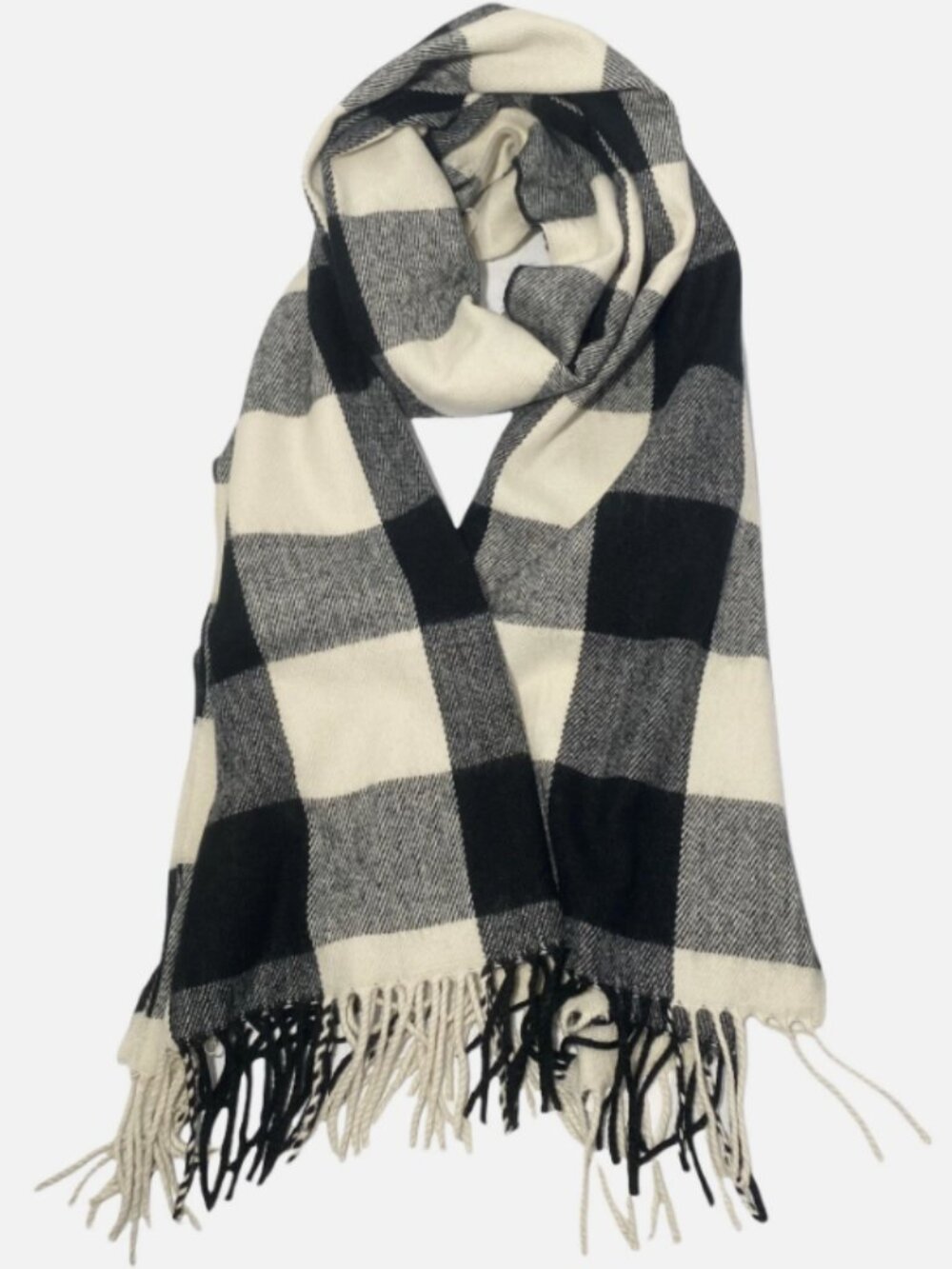 J. Crew Black and White Buffalo Plaid Blanket Scarf